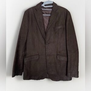 Banana Republic Men’s Nubuck Leather Blazer — Brown, Size 38.